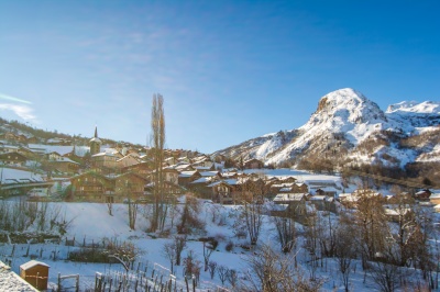 Village view with snow