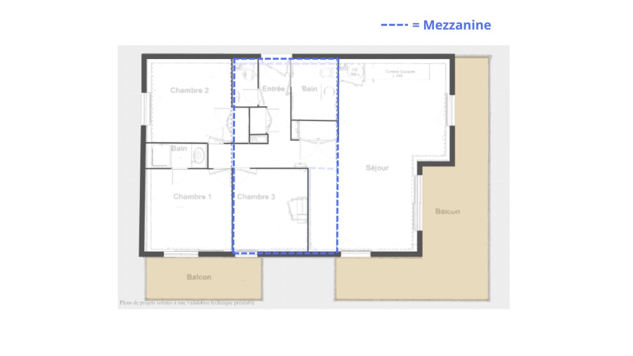 4-bedroom mezzanine apartment with terrace and south-facing view - Photo N°15